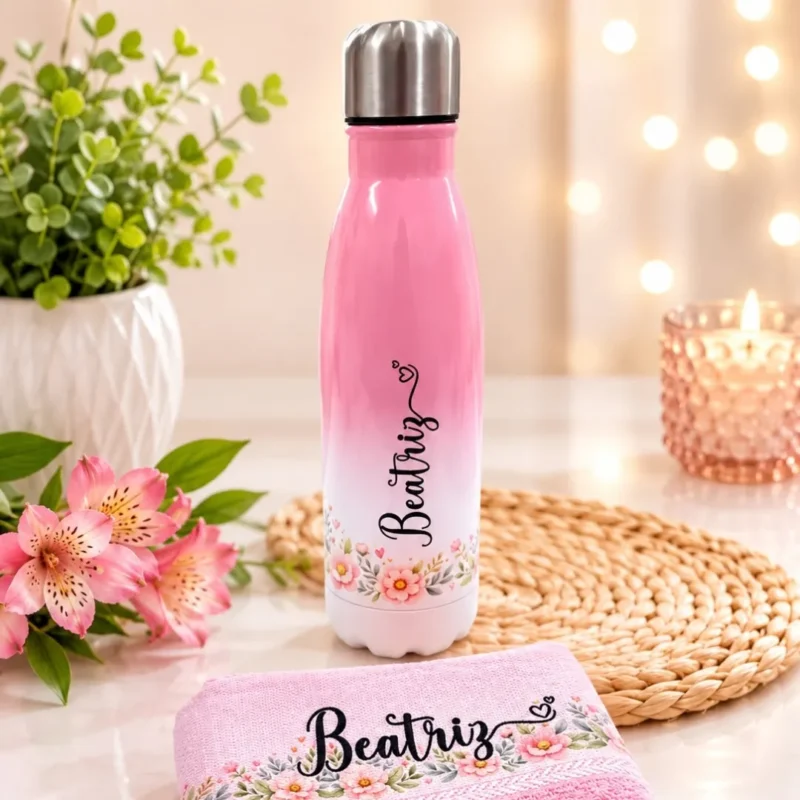 Kit Toalhinha e Garrafa Térmica Personalizada