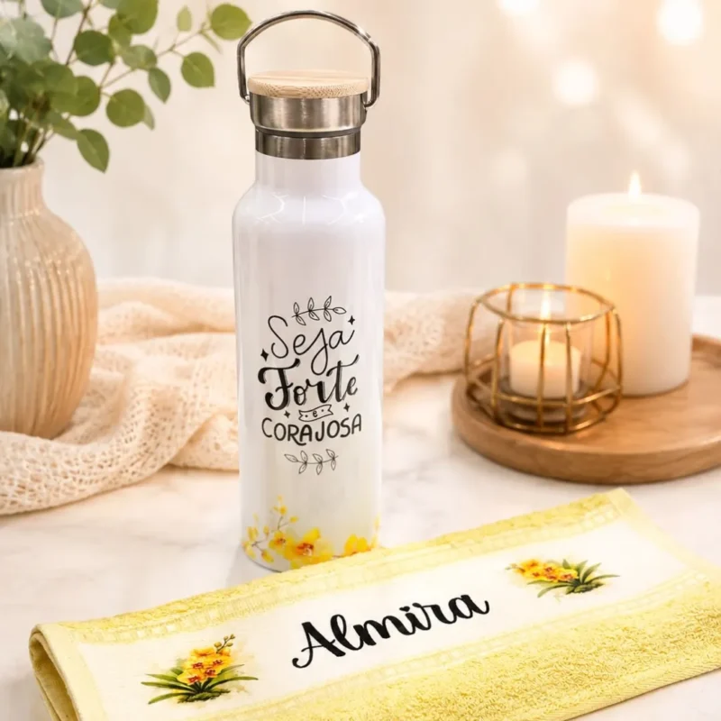 Kit Toalhinha e Garrafa Personalizada