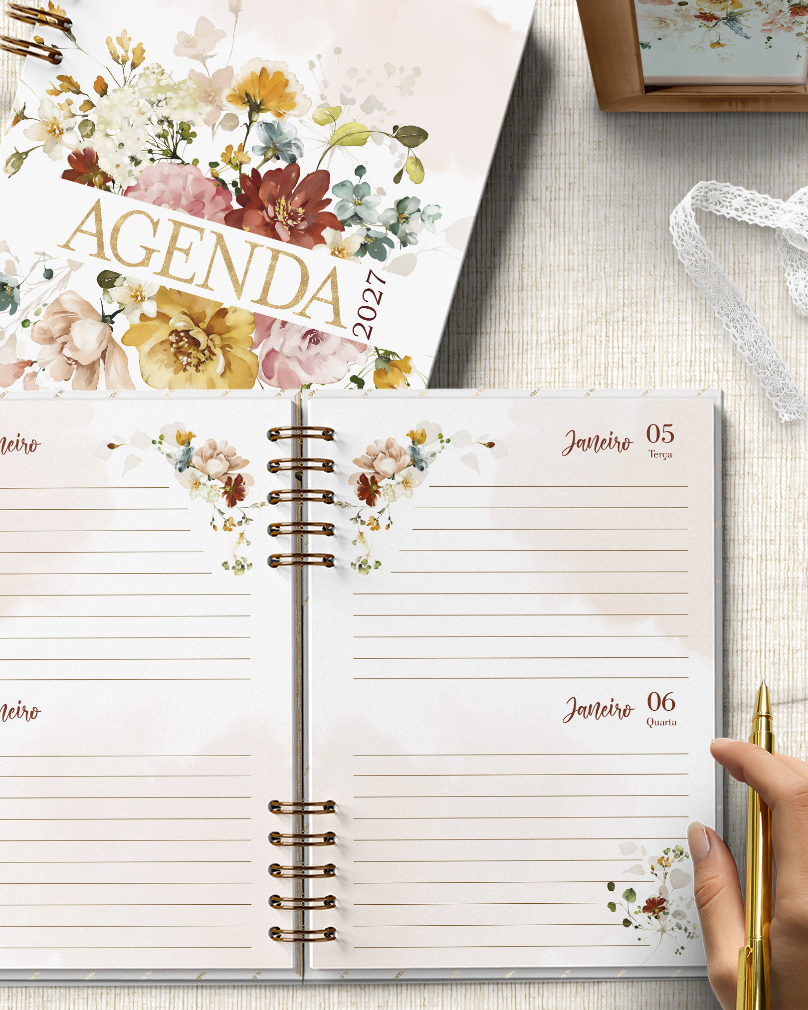 Agenda Garden Datada Dois Dias Por Página
