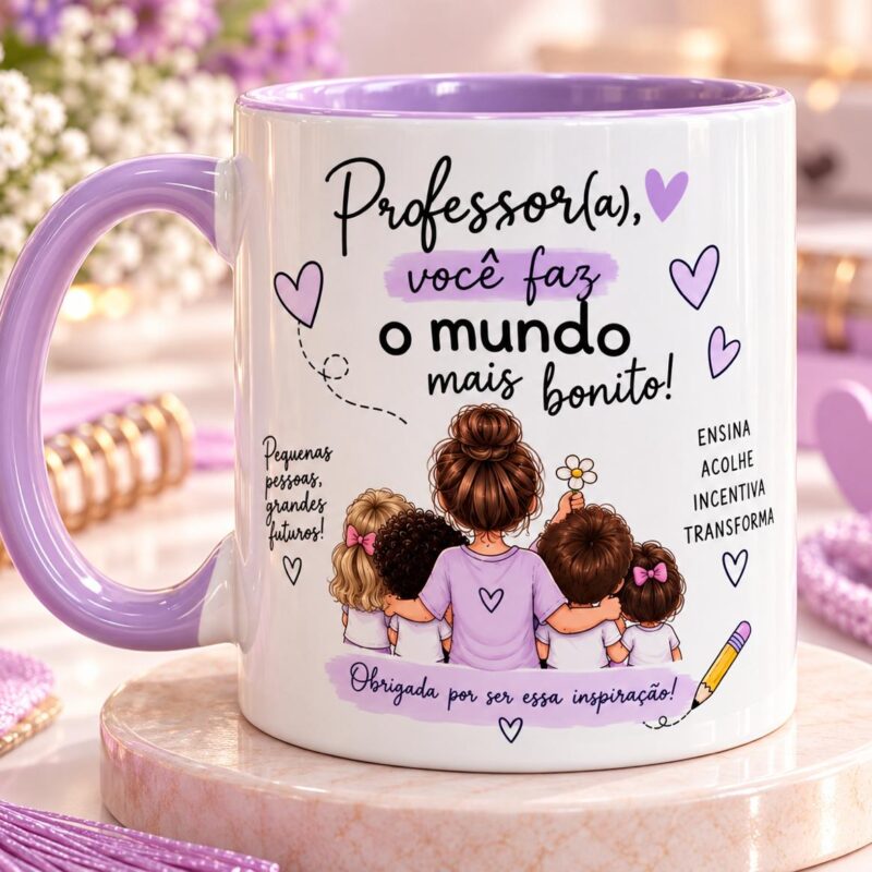 Caneca Professora Você Faz oMundo Mais Bonito