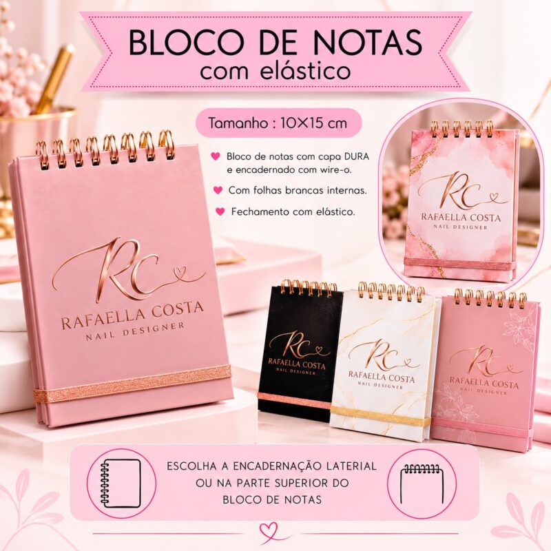 3 Unidades Bloco de Notas Com Elástico