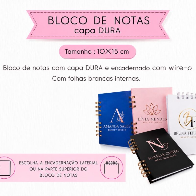 3 Unidades Bloco de Nota Capa Dura